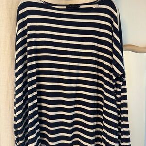 Hatch Navy and White Striped Long Sleeve Top maternity